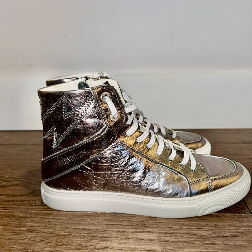 Zadig & Voltaire | High Flash Metallic High Top Sneakers - Picture 5 of 8
